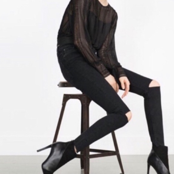 Zara Women’s Super Elastic Hi-Rise Skinny Jeans Black Size 2 - Picture 1 of 8